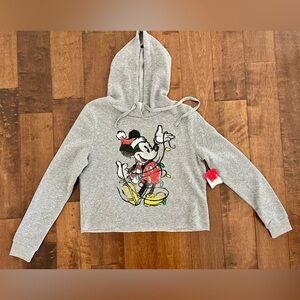 NWT Disney Christmas Mickey Mouse cropped sweatshirt sweater hoodie Medium